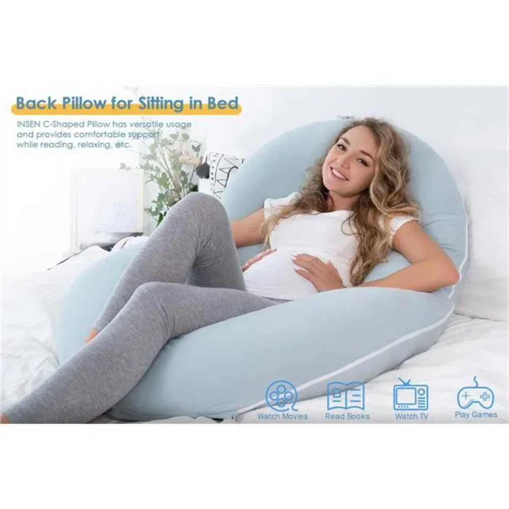 Cooling Pregnancy Body Pillow C Shaped Full Body Pillow for Pregnant Women Green